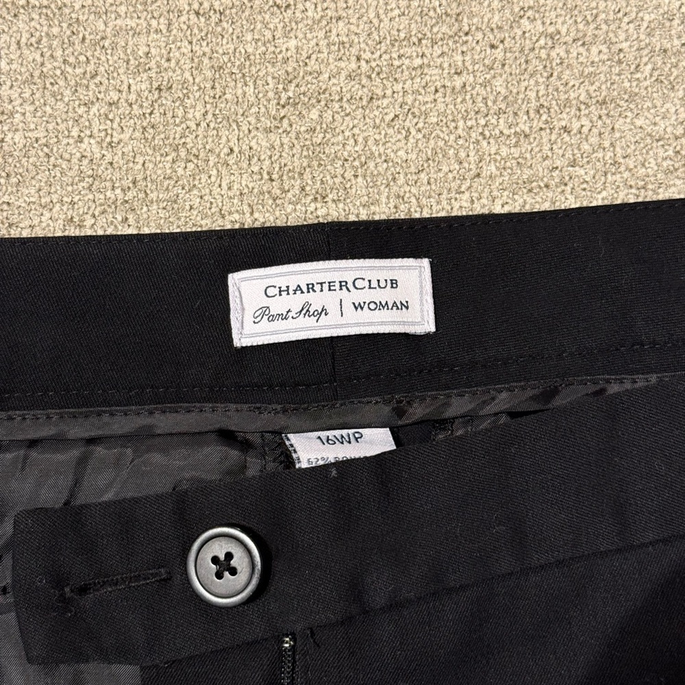 Classic Minimalist Black Slacks - Charter Club (Size 16WP) - Picture 4 of 6